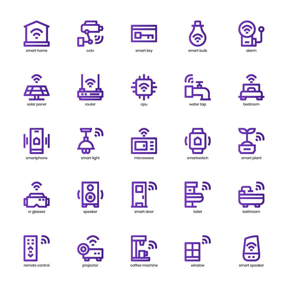 Smart-Home-Geräte-Icon-Pack für Ihre Website, Ihr Handy, Ihre Präsentation und Ihr Logo-Design. Smart-Home-Gerätesymbol Basic Line Gradient Design. Vektorgrafik-Illustration und editierbarer Strich. vektor