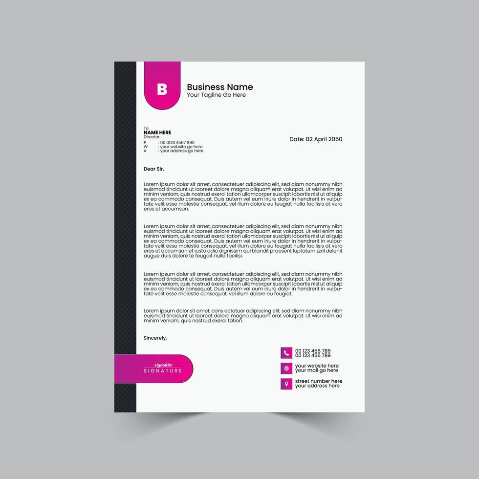 Corporate- oder Business-Briefkopf-Template-Design, Markenidentität, Join-Brief, Firmenprofil mit kreativem, auffälligem, professionellem, modernem und abstraktem Vektor-Layout im A4-Format vektor