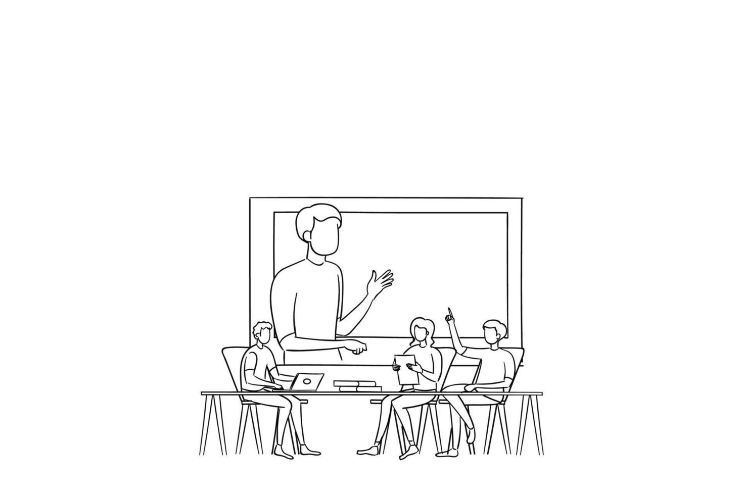 begreppet online undervisning och utbildning, handritad design illustration. vektor