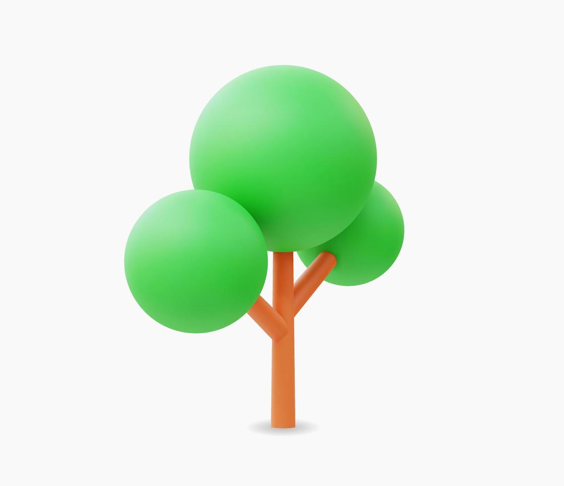 3D realistiska träd ikon vektorillustration. vektor