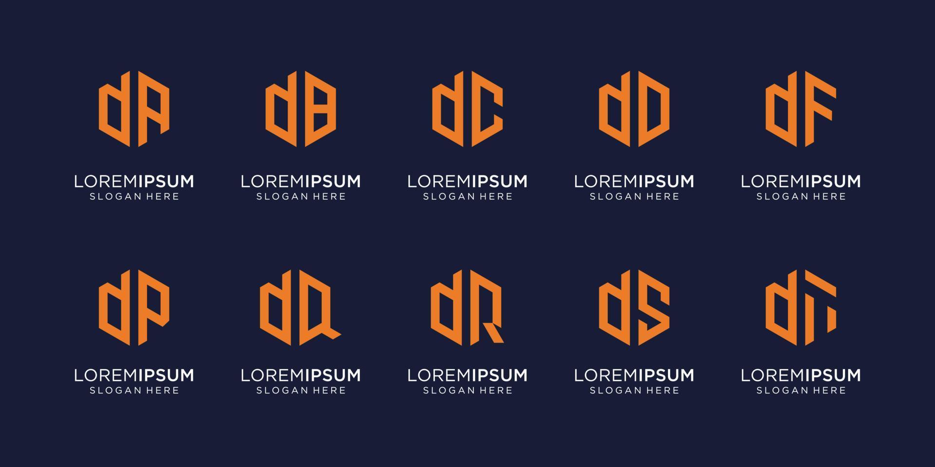 uppsättning abstrakta första bokstaven d och bokstaven slumpmässig logotyp formgivningsmall. ikoner för affärer av lyx, elegant, enkel. premium vektor