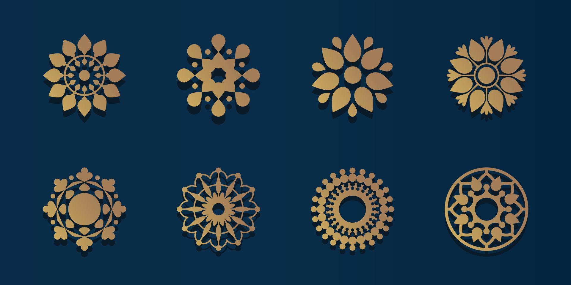 logotyp pack geometri och guld mandalas för snygga dekorationer och ornaments.premium vektor