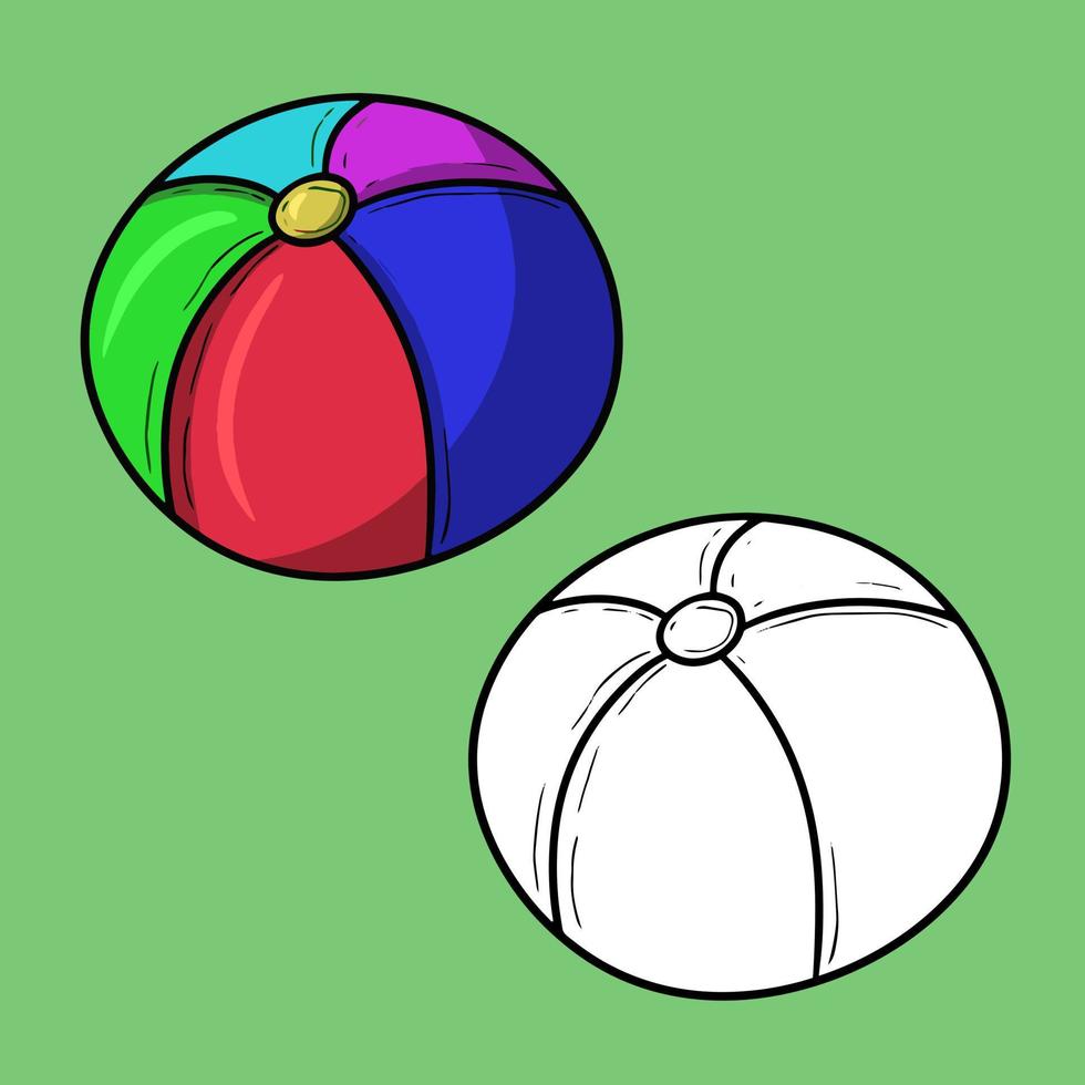 eine reihe von bildern, ein heller runder aufblasbarer ball für kinderspiele, eine vektorillustration im cartoon-stil auf einem farbigen hintergrund vektor