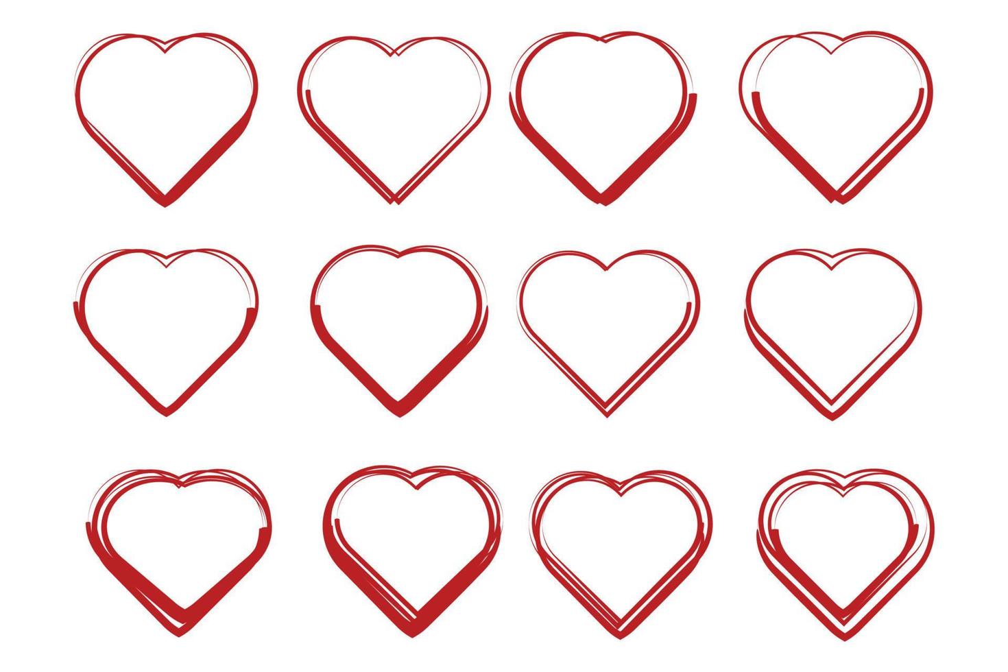 hjärta handritad grunge ikoner som mall färg redigerbara. för affisch, tapeter och alla hjärtans dag. samling av hjärtan symbol vektor tecken isolerade illustration för grafik och webbdesign.