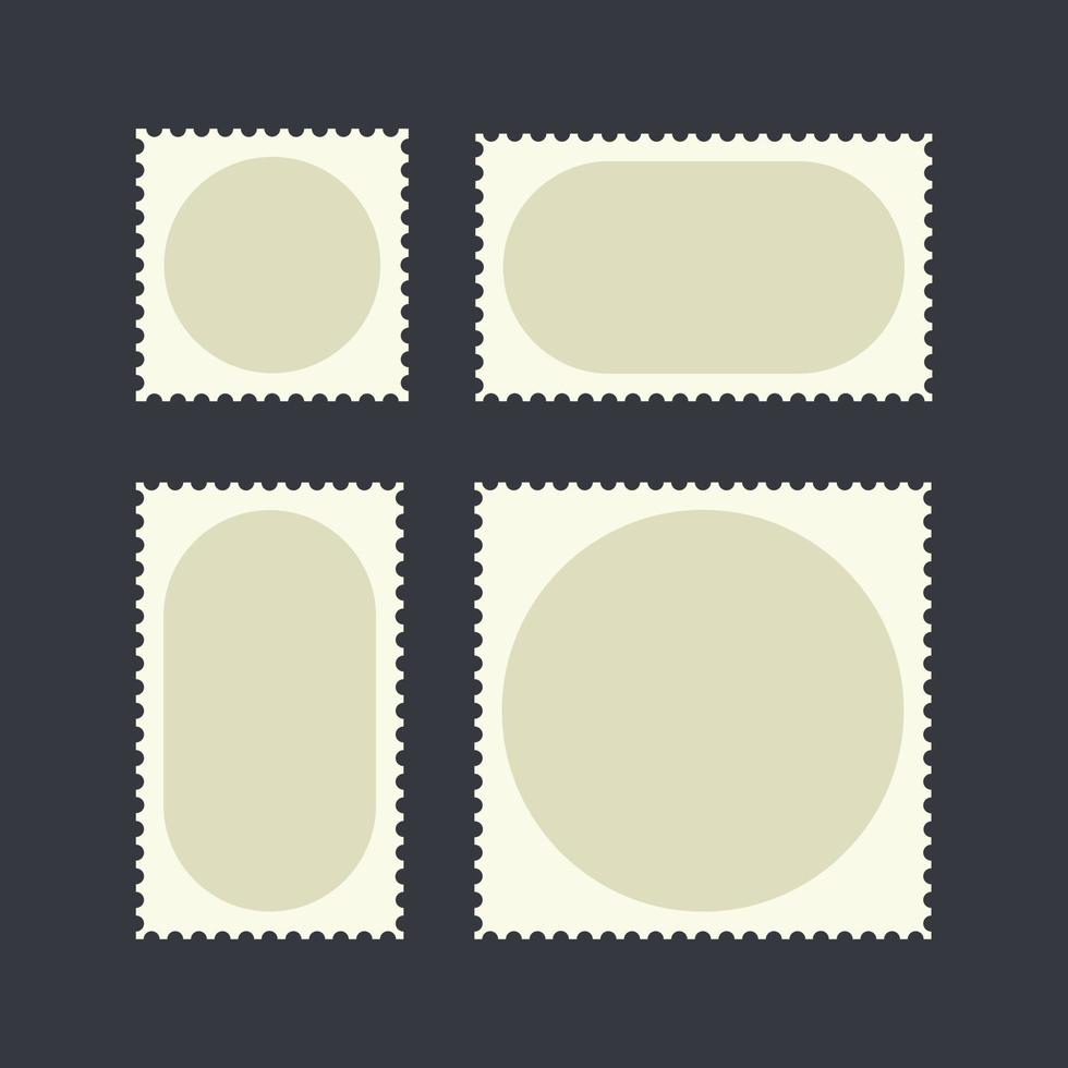 Legen Sie die Farbe der leeren Briefmarkenvorlage fest, die bearbeitet werden kann. Oothed Border Mailing Postaufkleber Vektorzeichen isoliert auf weißem Hintergrund Illustration für Grafik- und Webdesign. vektor