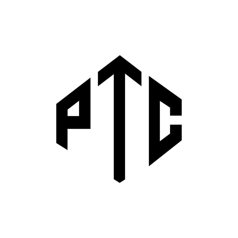 ptc bokstavslogotypdesign med polygonform. ptc polygon och kubform logotypdesign. ptc hexagon vektor logotyp mall vita och svarta färger. ptc-monogram, affärs- och fastighetslogotyp.