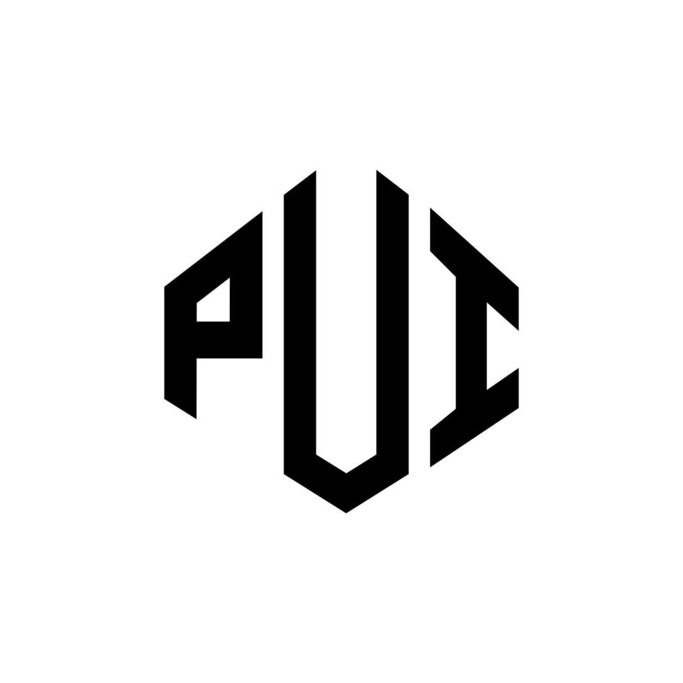 Pui-Buchstaben-Logo-Design mit Polygonform. Pui-Polygon- und Würfelform-Logo-Design. Pui Sechseck-Vektor-Logo-Vorlage in weißen und schwarzen Farben. pui-monogramm, geschäfts- und immobilienlogo. vektor