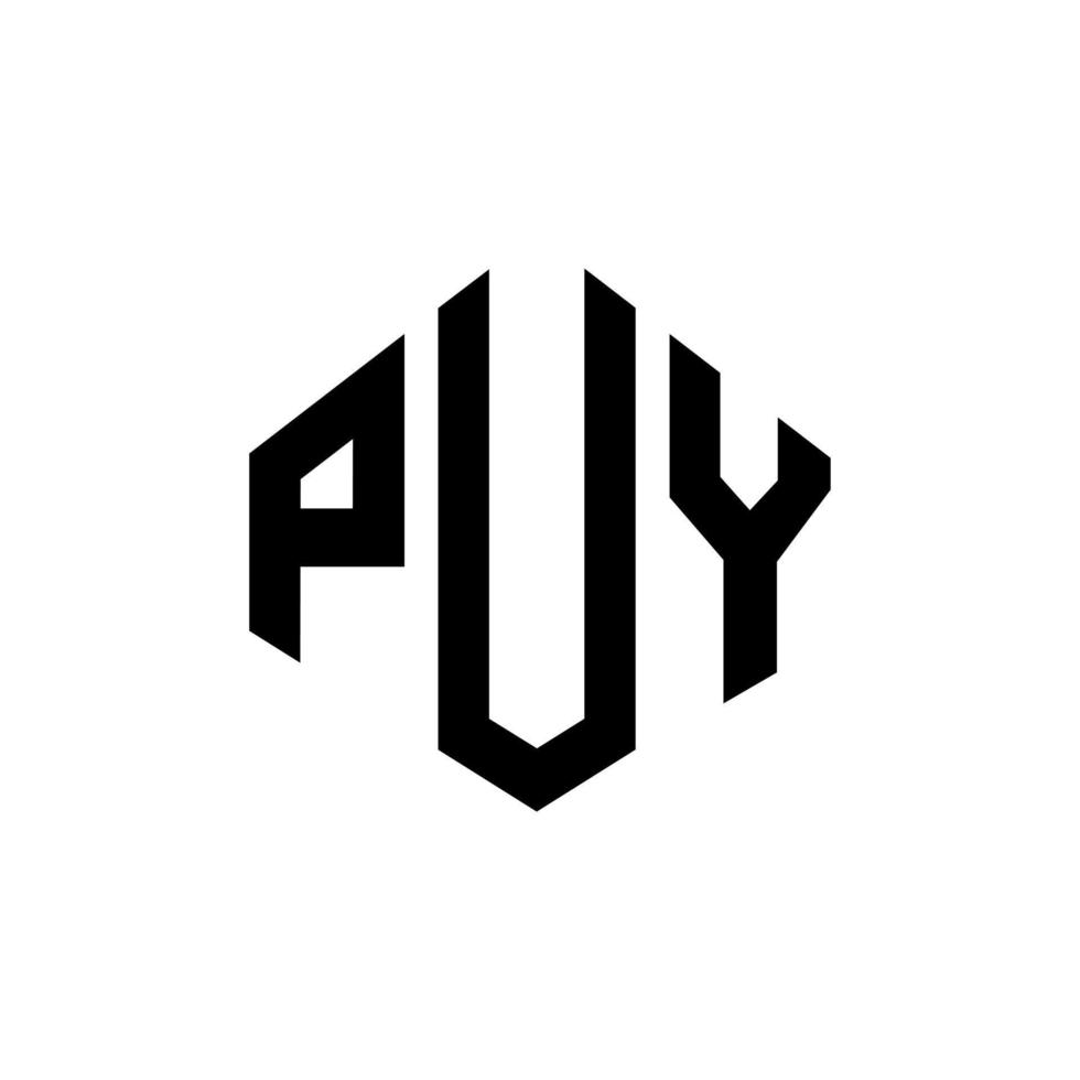 Puy-Brief-Logo-Design mit Polygonform. Puy Polygon- und Würfelform-Logo-Design. Puy Sechseck-Vektor-Logo-Vorlage in weißen und schwarzen Farben. Puy-Monogramm, Geschäfts- und Immobilienlogo. vektor