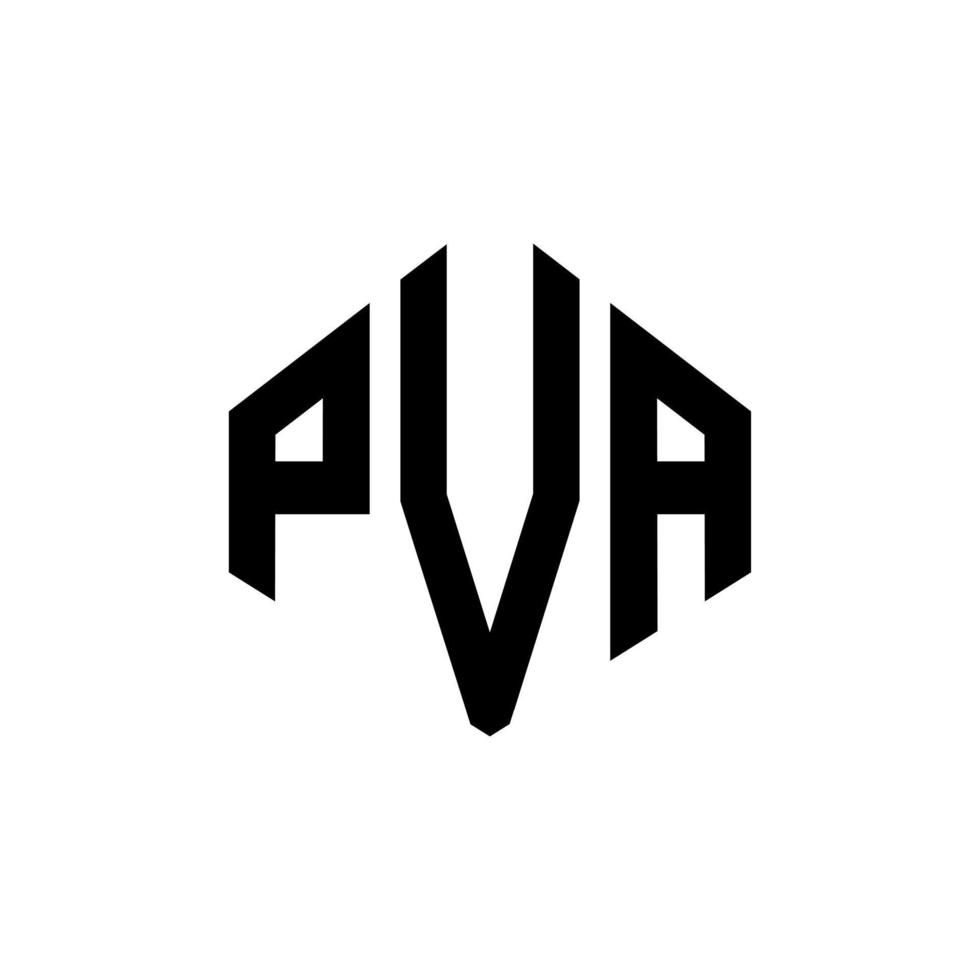 pva bokstavslogotypdesign med polygonform. pva polygon och kubform logotypdesign. pva hexagon vektor logotyp mall vita och svarta färger. pva monogram, affärs- och fastighetslogotyp.