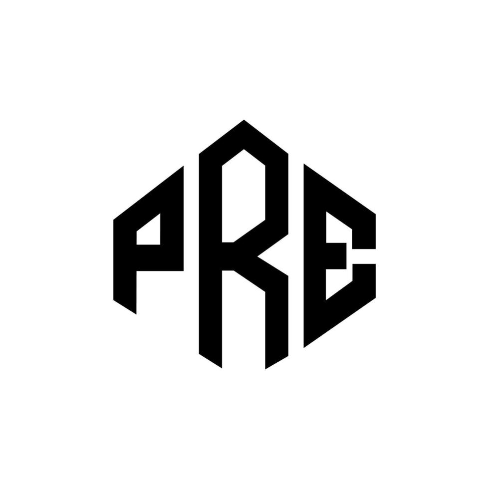 pre letter logotyp design med polygon form. pre polygon och kub form logotyp design. pre hexagon vektor logotyp mall vita och svarta färger. pre monogram, affärs- och fastighetslogotyp.