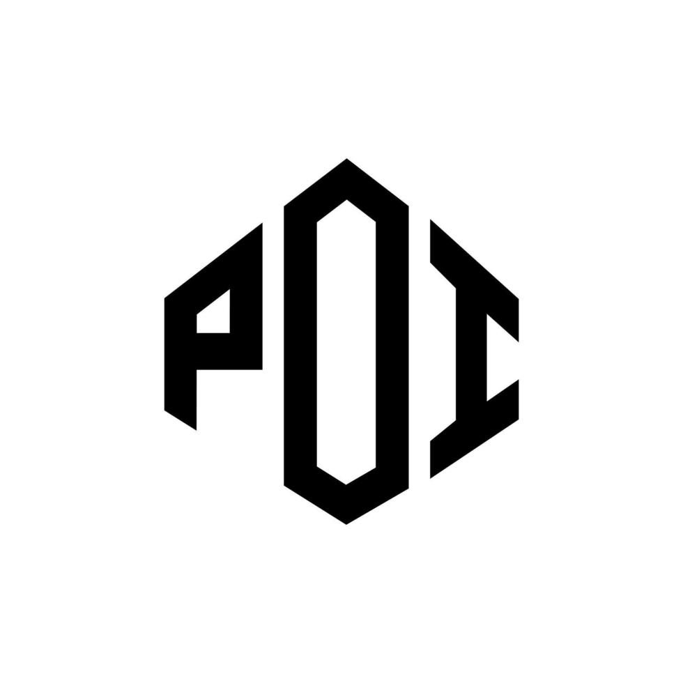 Poi-Brief-Logo-Design mit Polygonform. Poi-Polygon- und Würfelform-Logo-Design. Poi Sechseck-Vektor-Logo-Vorlage in weißen und schwarzen Farben. poi-monogramm, geschäfts- und immobilienlogo. vektor