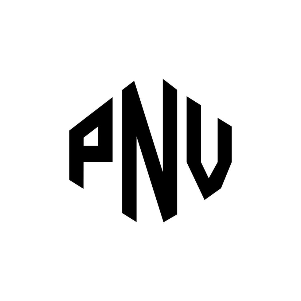 pnv brev logotyp design med polygon form. pnv polygon och kubform logotypdesign. pnv hexagon vektor logotyp mall vita och svarta färger. pnv-monogram, affärs- och fastighetslogotyp.