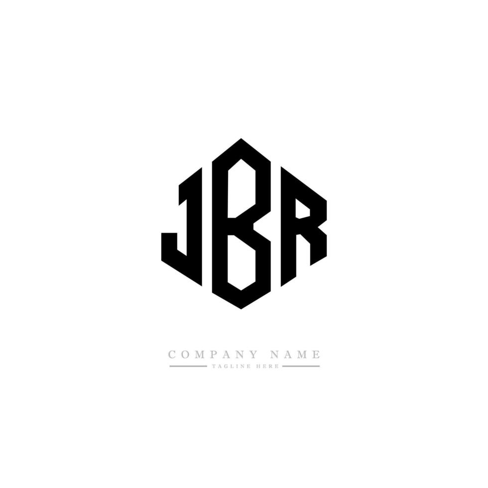 jbr-bokstavslogotypdesign med polygonform. jbr polygon och kubform logotypdesign. jbr hexagon vektor logotyp mall vita och svarta färger. jbr monogram, affärs- och fastighetslogotyp.