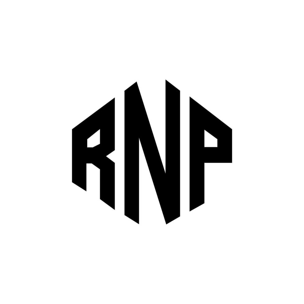 rnp brev logotyp design med polygon form. rnp polygon och kubform logotypdesign. rnp hexagon vektor logotyp mall vita och svarta färger. rnp monogram, affärs- och fastighetslogotyp.