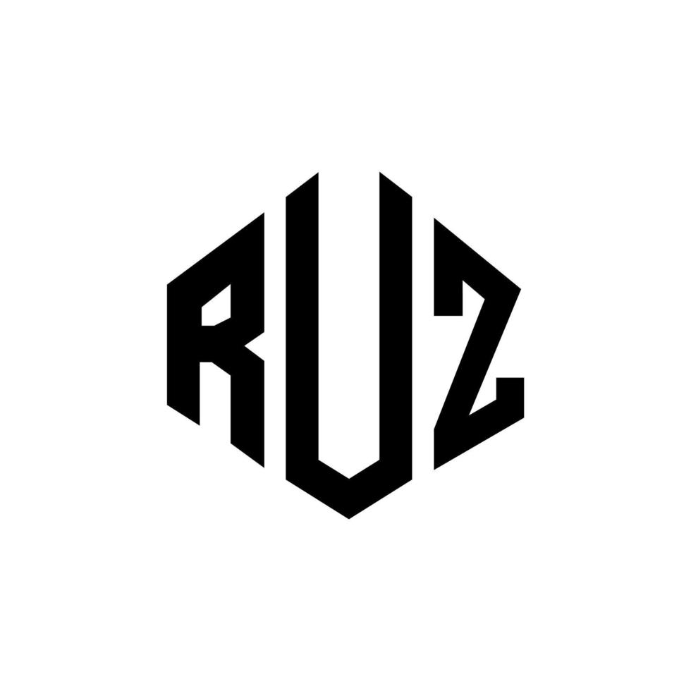 ruz bokstavslogotypdesign med polygonform. ruz polygon och kubform logotypdesign. ruz hexagon vektor logotyp mall vita och svarta färger. ruz monogram, affärs- och fastighetslogotyp.