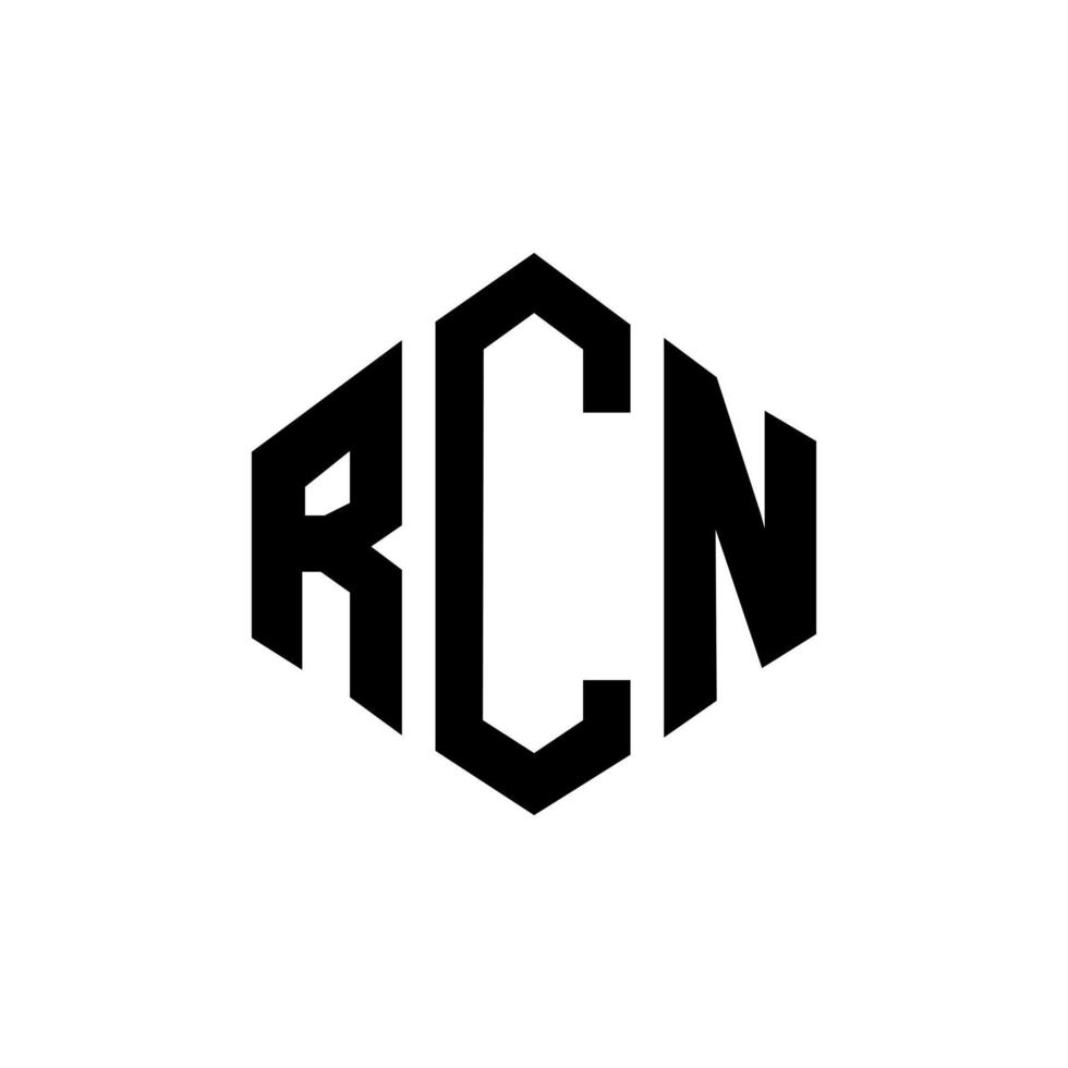 rcn brev logotyp design med polygon form. rcn polygon och kub form logotyp design. rcn hexagon vektor logotyp mall vita och svarta färger. rcn monogram, affärs- och fastighetslogotyp.
