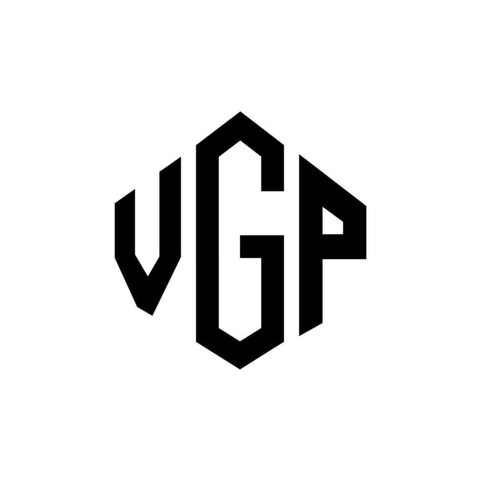 vgp brev logotyp design med polygon form. vgp polygon och kubform logotypdesign. vgp hexagon vektor logotyp mall vita och svarta färger. vgp-monogram, affärs- och fastighetslogotyp.