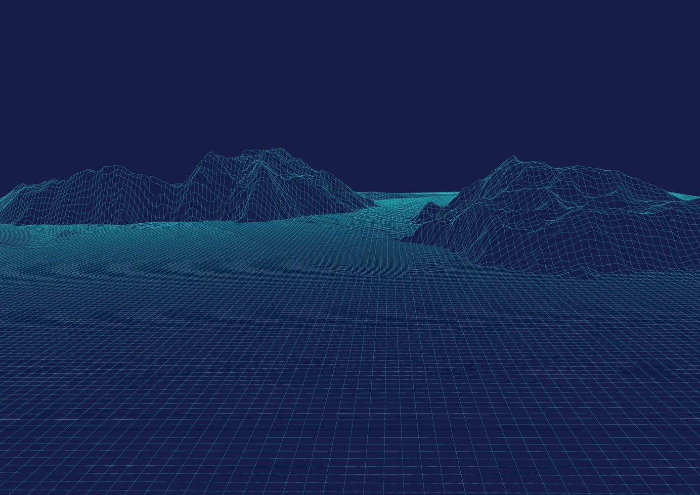 surrealer Hintergrund mit Wireframe-Landschaftsdesign vektor