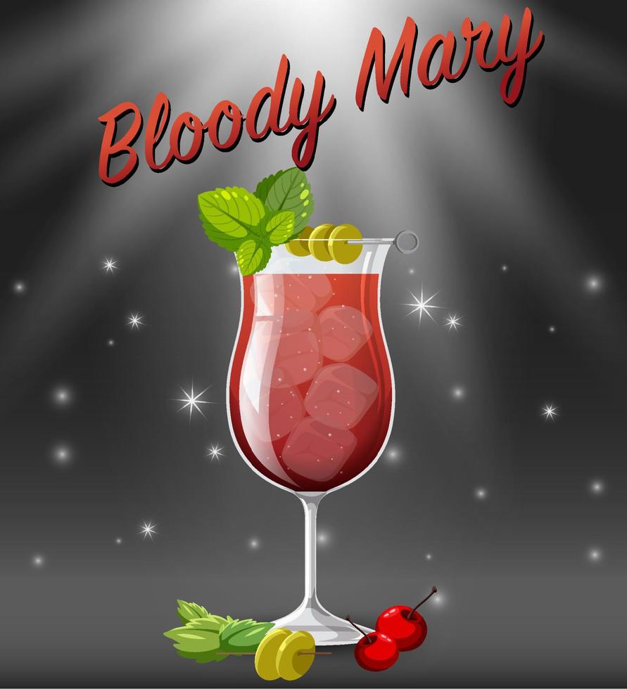 Bloody Mary Cocktail im Glas auf funkelndem Hintergrund vektor