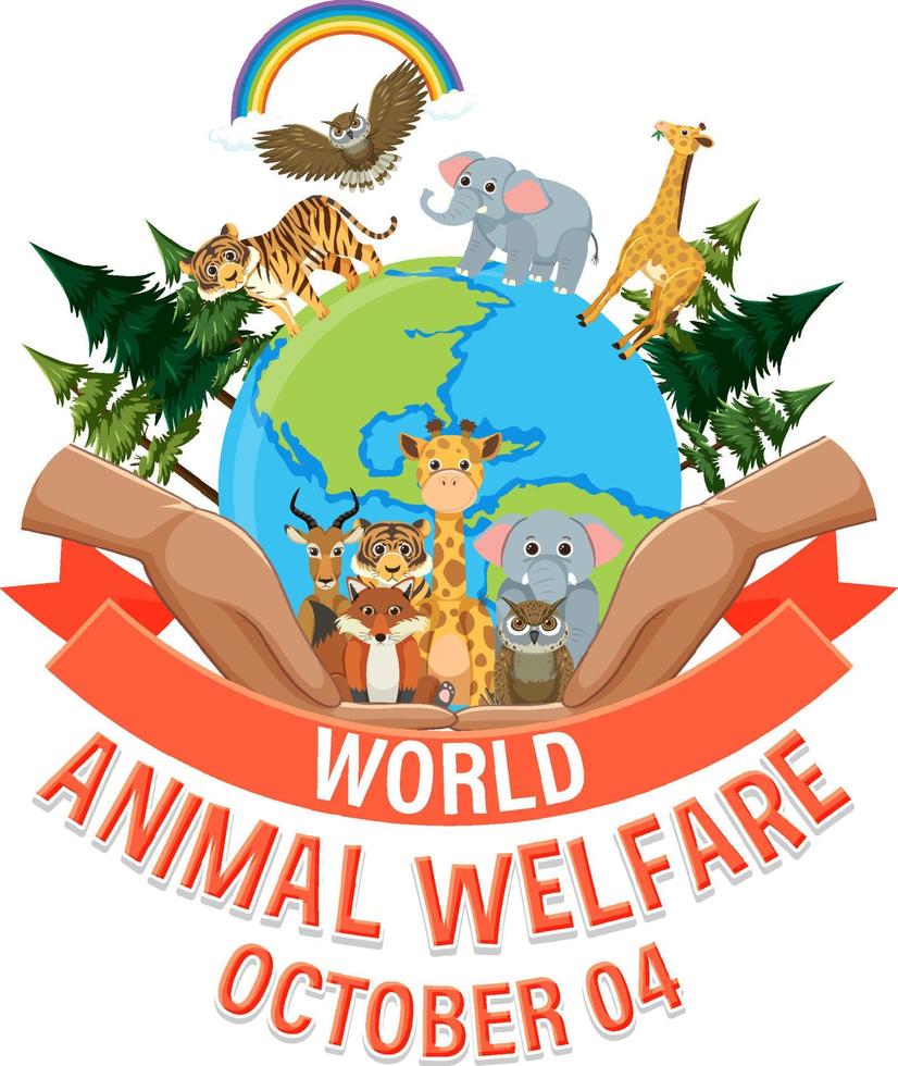 affisch för världens djurskyddsdag vektor