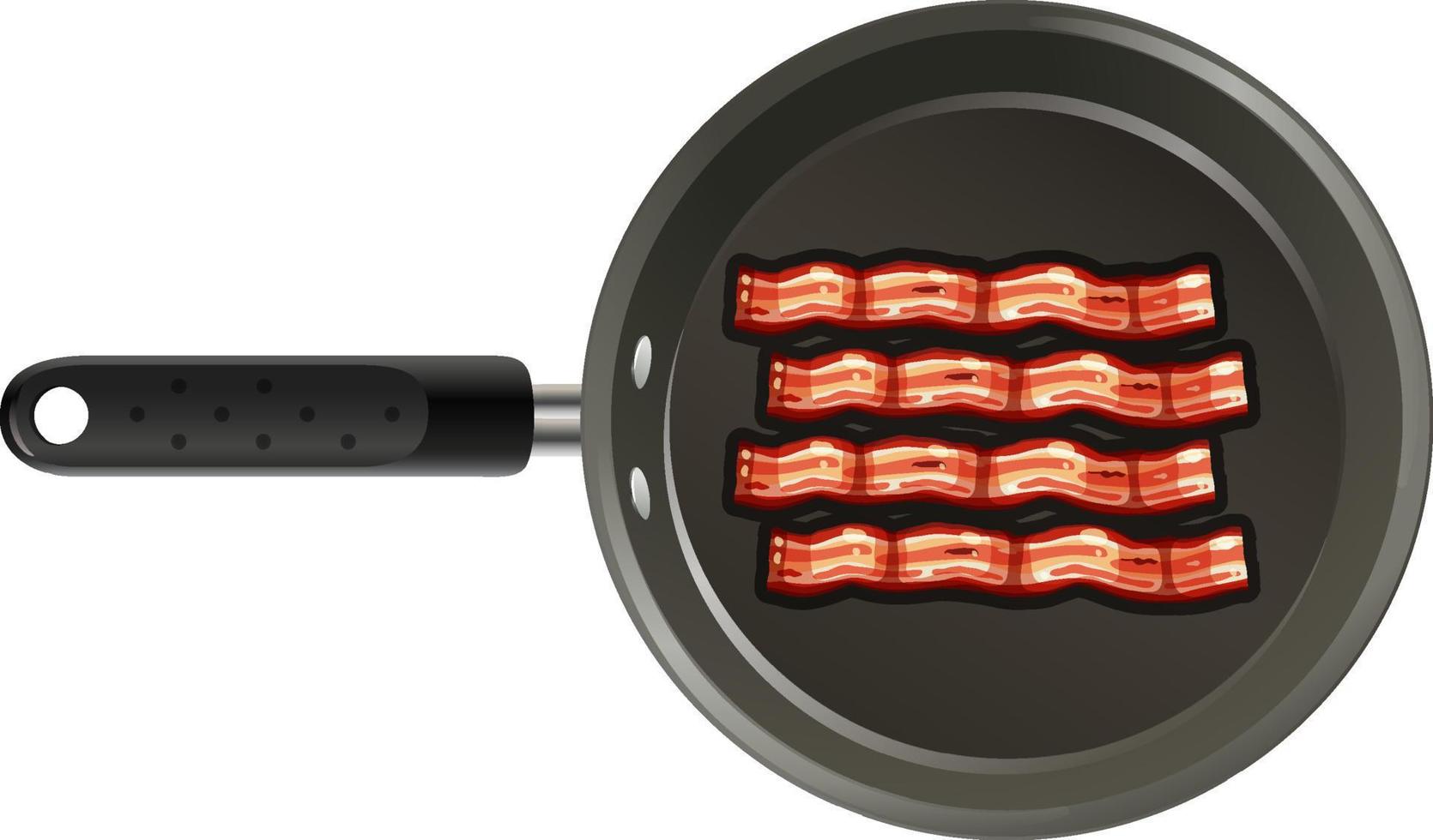 bacon i en panna på vit bakgrund vektor