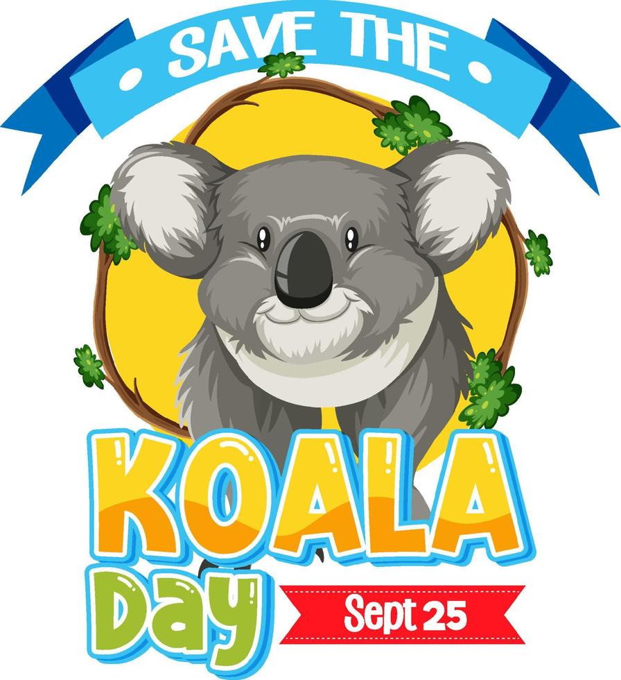 Speichern Sie das Banner-Design des Koala-Tages vektor
