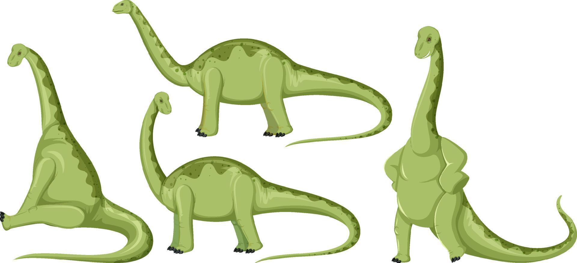 olika söta apatosaurus dinosaurie seriefigurer vektor