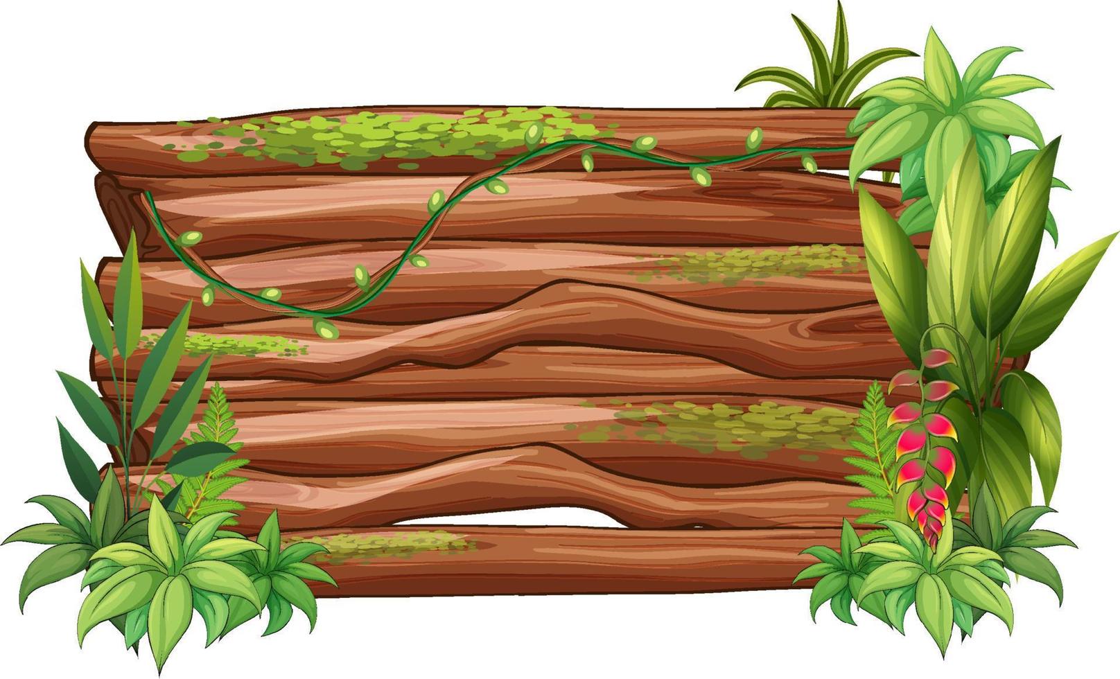 holzbrettschablone mit tropischen blättern vektor