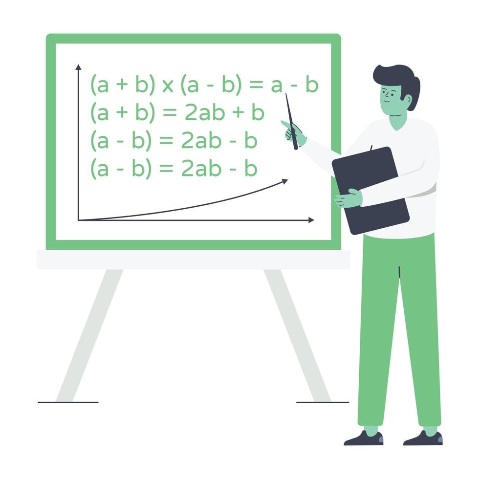 kreativ gestaltete flache illustration des mathevortrags vektor