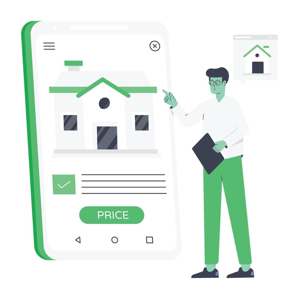 en fastighet app platt vektor nedladdning