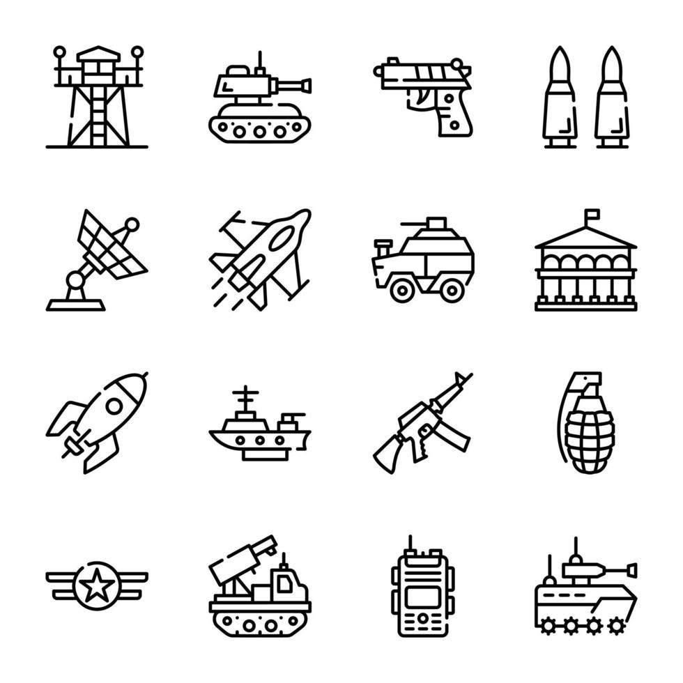 Reihe von Symbolen für militärische Linien vektor