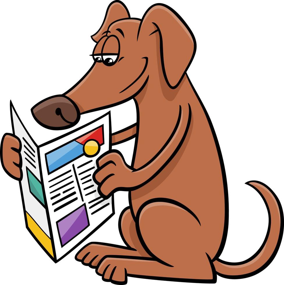 Comic-Hund-Comic-Tierfigur mit Zeitung vektor