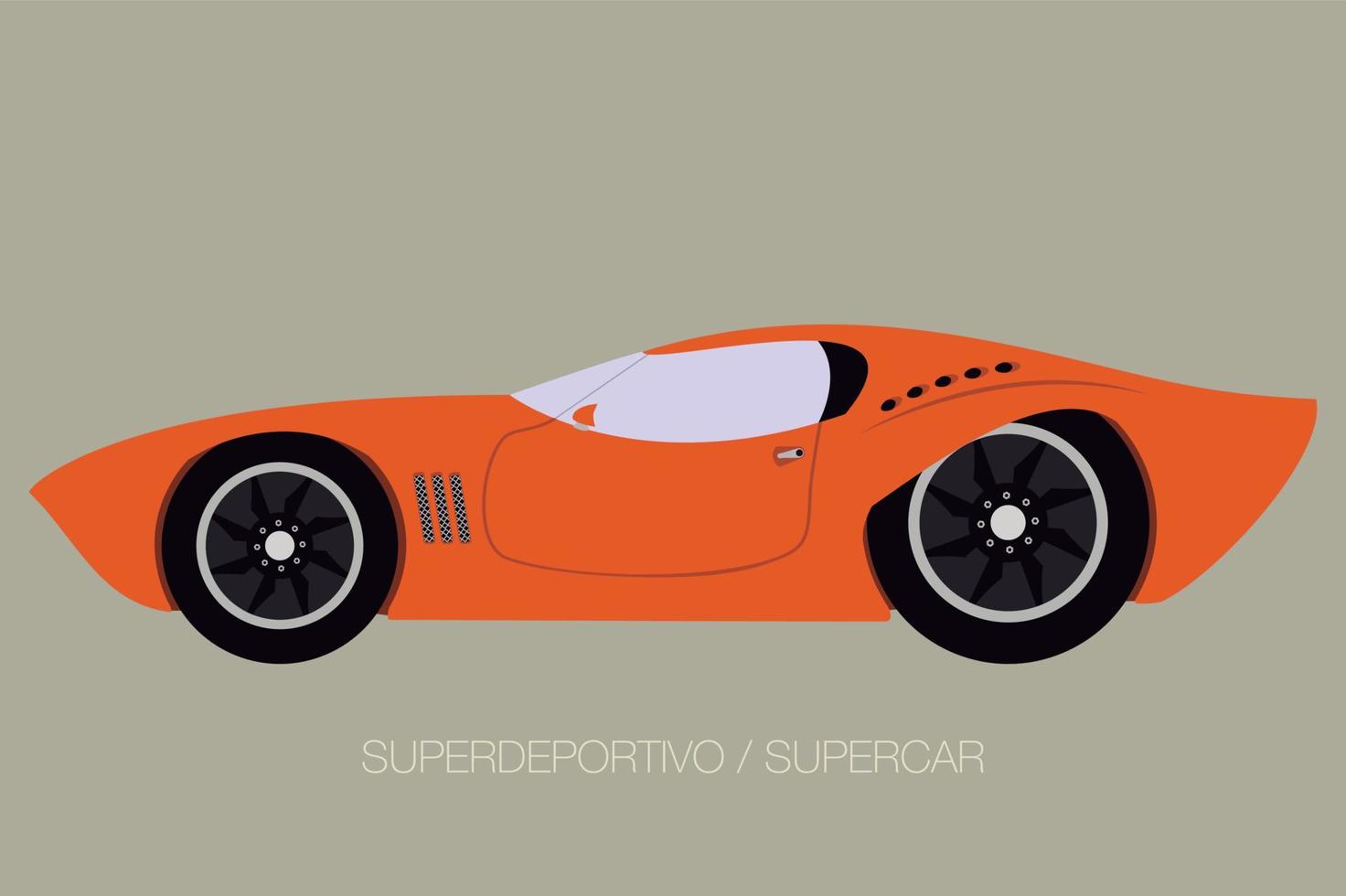 europeisk superbil platt ikon, sidovy, platt designstil, illustration, fullt redigerbar vektor