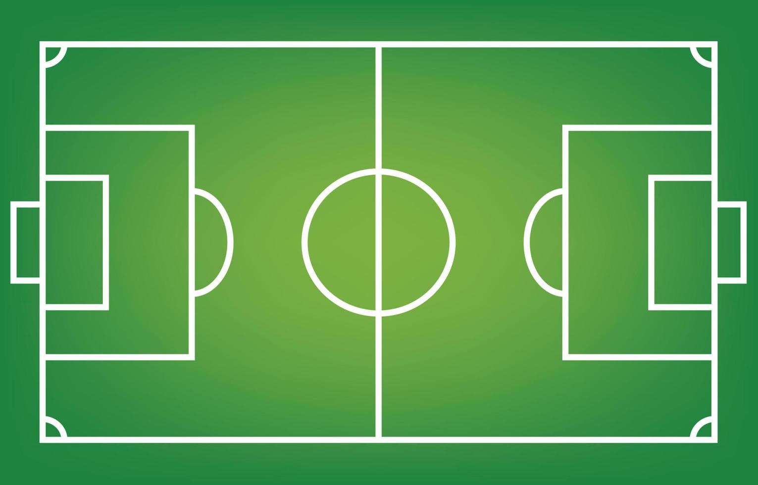 fotbollsplan vektor med vita fält linjer, flygfoto, fotboll sport bakgrund och grönt gräs ovanifrån.