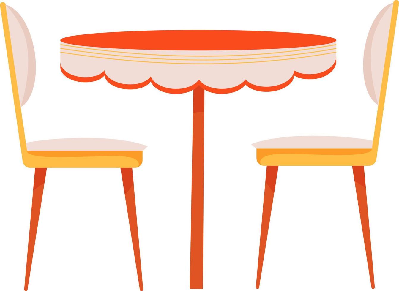 Esstisch mit gepolsterten Stühlen halbflaches Farbvektorobjekt vektor