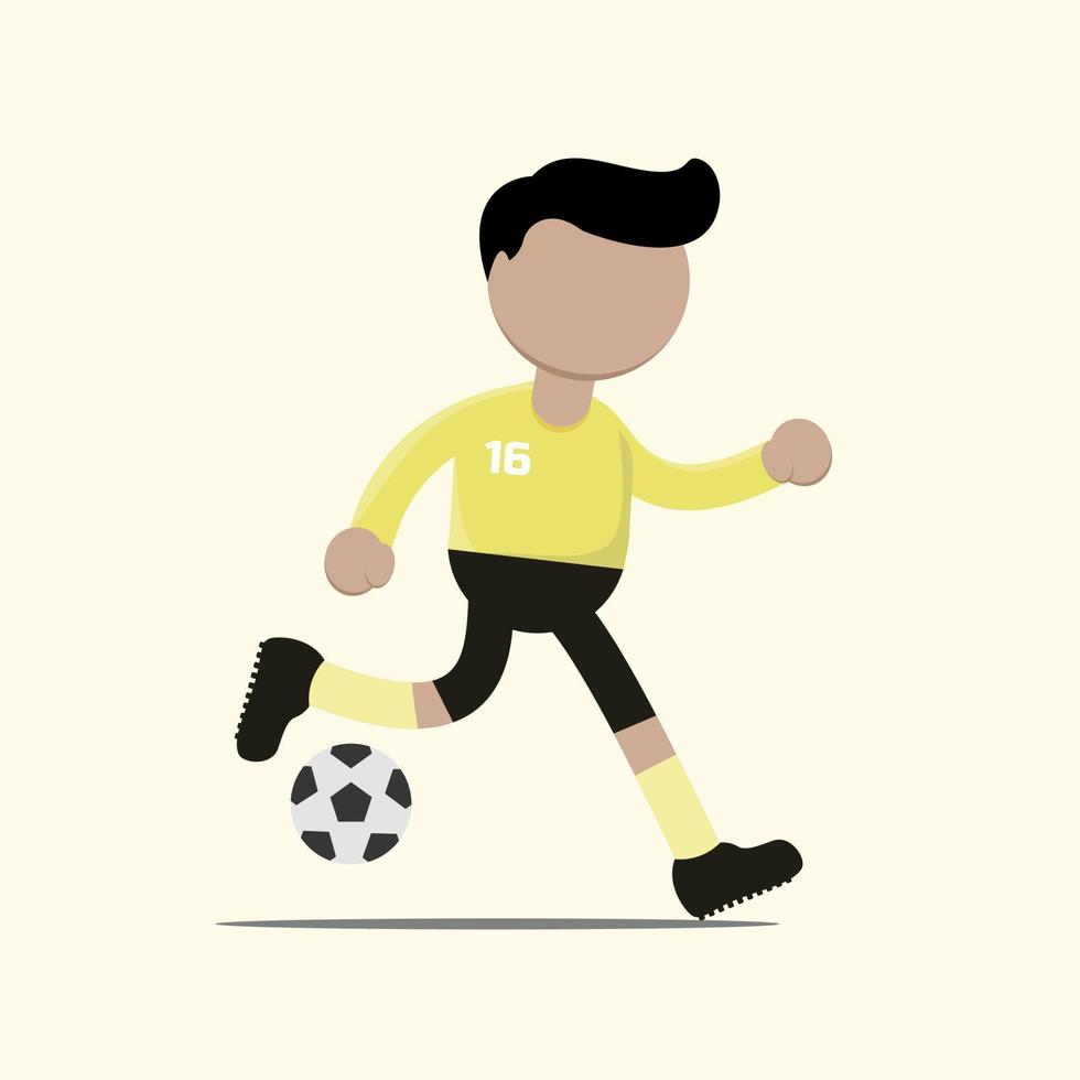 fotboll karaktär eller fotbollsspelare med action i match. vektor illustration i platt tecknad chibi stil