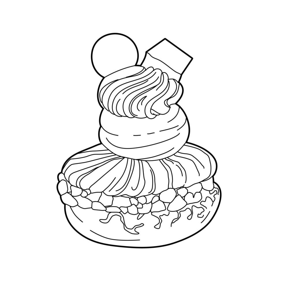 malbuchkuchen, leckere gekritzellebensmittel-vektorillustration vektor