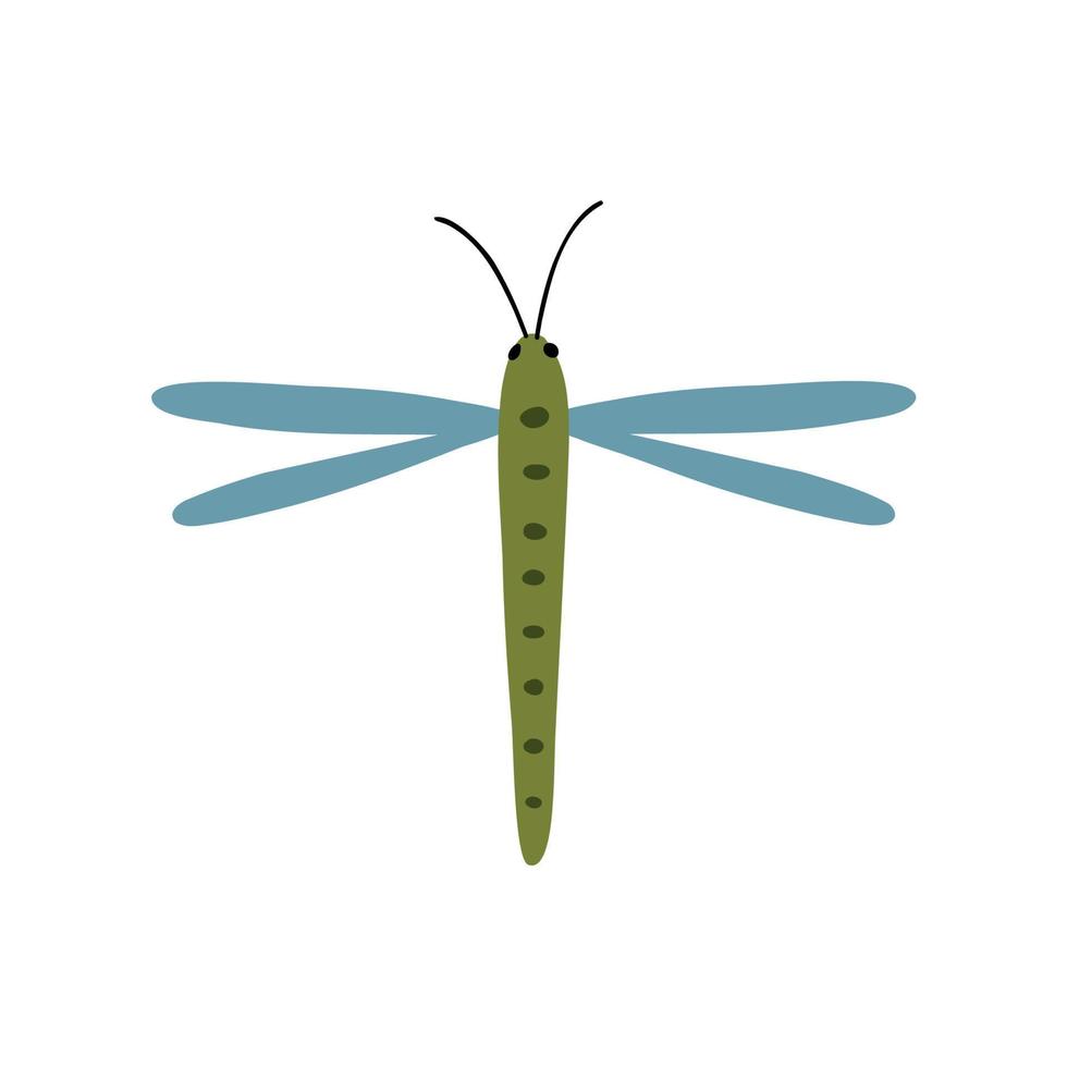 Libelle handgezeichnet im flachen Stil. Kinderillustration vektor