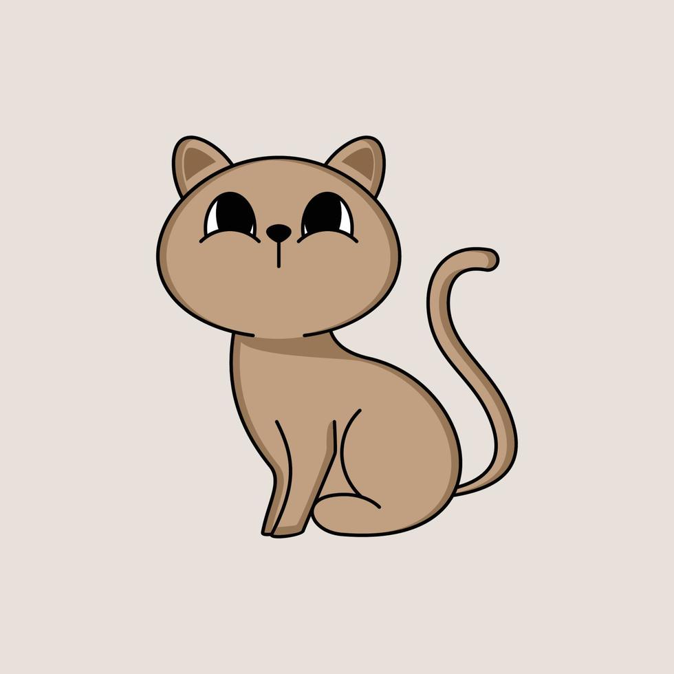 söt katt illustration kawaii tecknad logotyp vektor