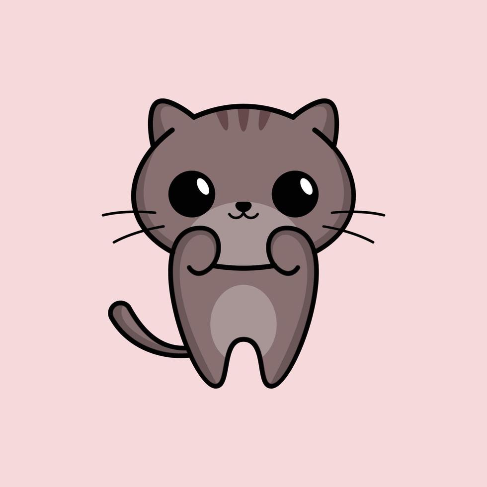 niedliches katzenillustrations-kawaii-karikaturlogo vektor