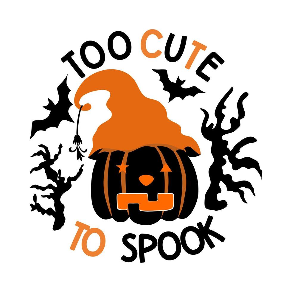 Halloween-Zitate im Doodle-Stil in Schwarz- und Orangetönen auf weißem Hintergrund für Halloween-Dekorationen, T-Shirt-Designs, Taschendesigns, Tassen, Stoffmuster, T-Shirt-Designs, Karten vektor