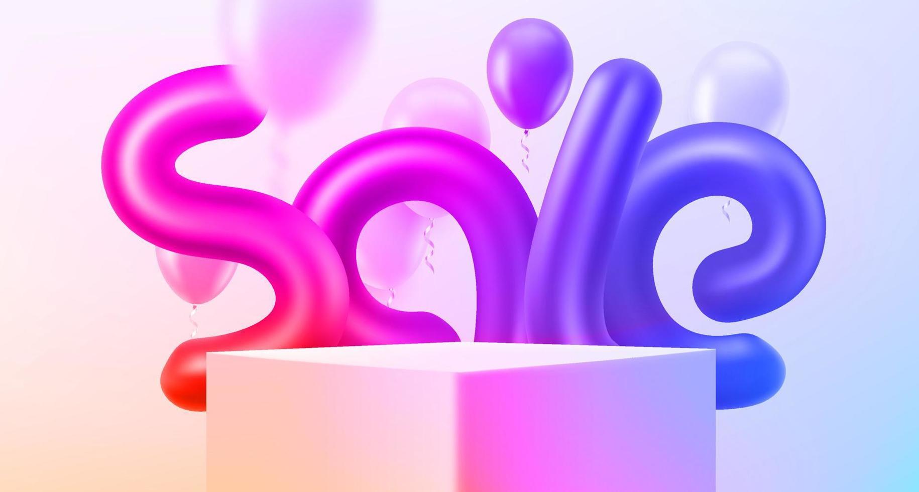 säsong rea banner med luftballonger och skyltfönster. 3D vektorillustration vektor