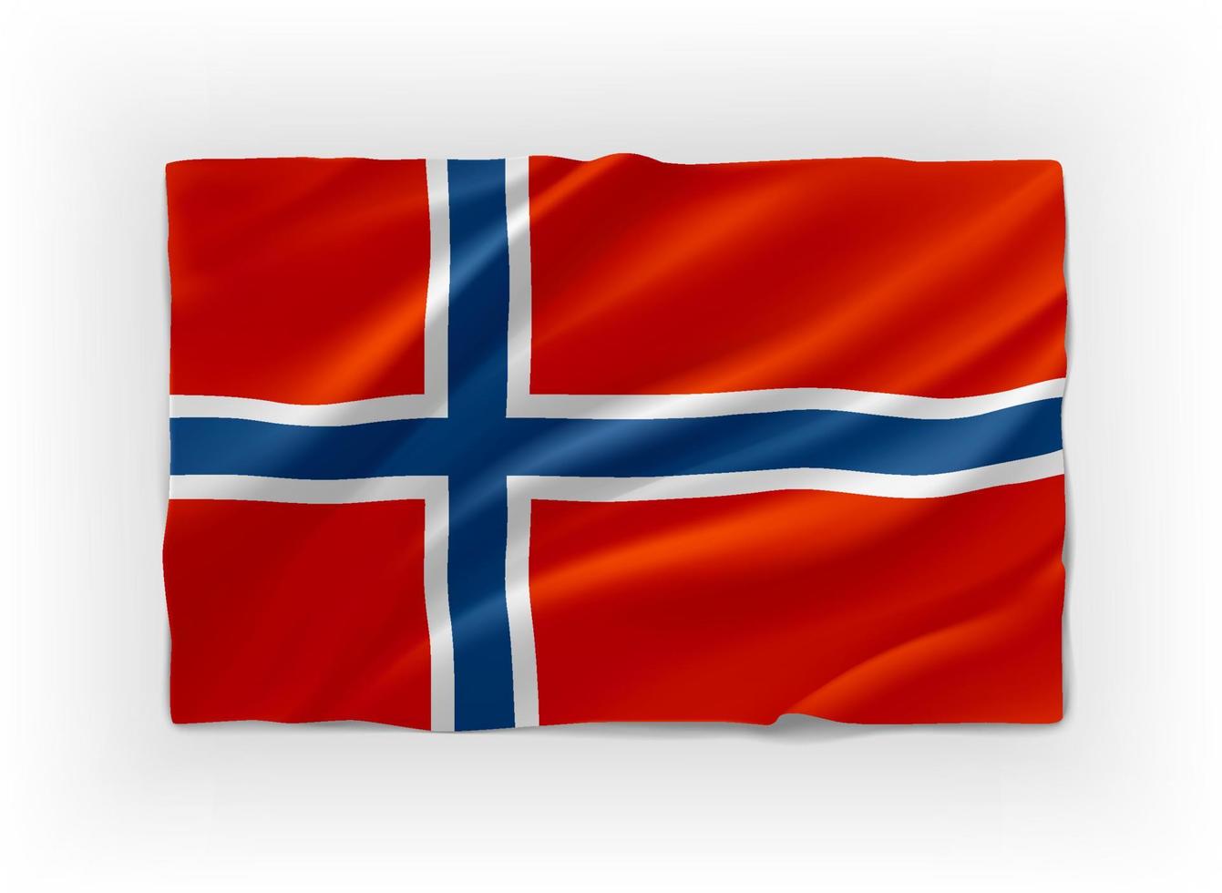 blaue, rote und weiße Flagge von Norwegen. 3D-Vektorobjekt isoliert auf weißem Hintergrund vektor