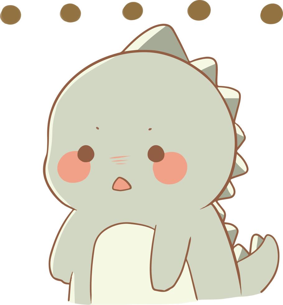 dinosaurie karaktär tecknad söt kawaii djur illustration clipart vektor