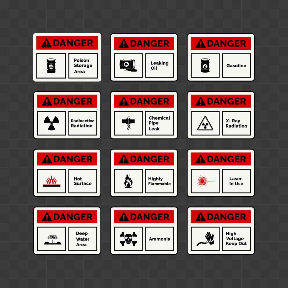 Gefahrensammlungszeichen und Symboldesign-Vektorillustration vektor