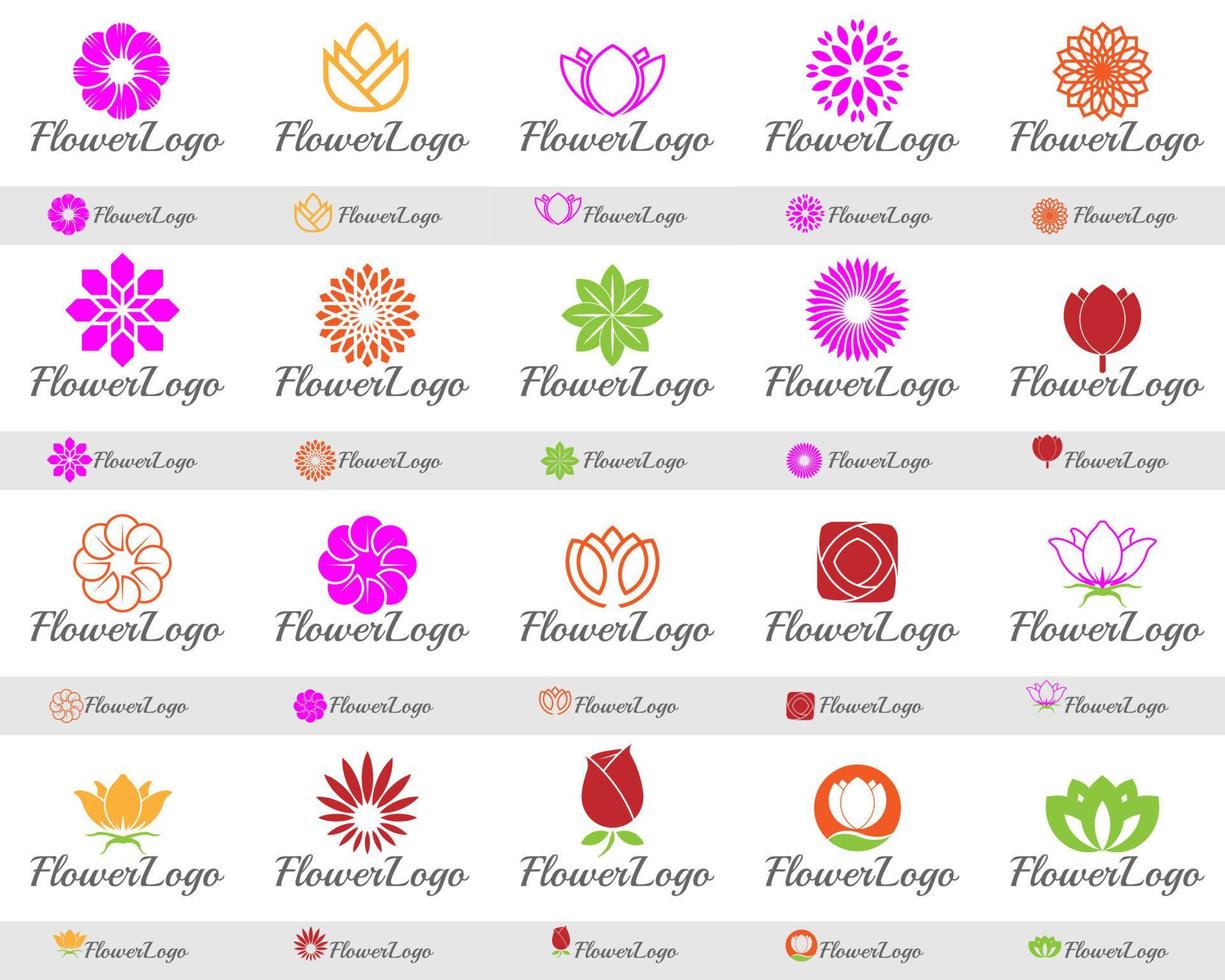 blomma logotyp set design vektor
