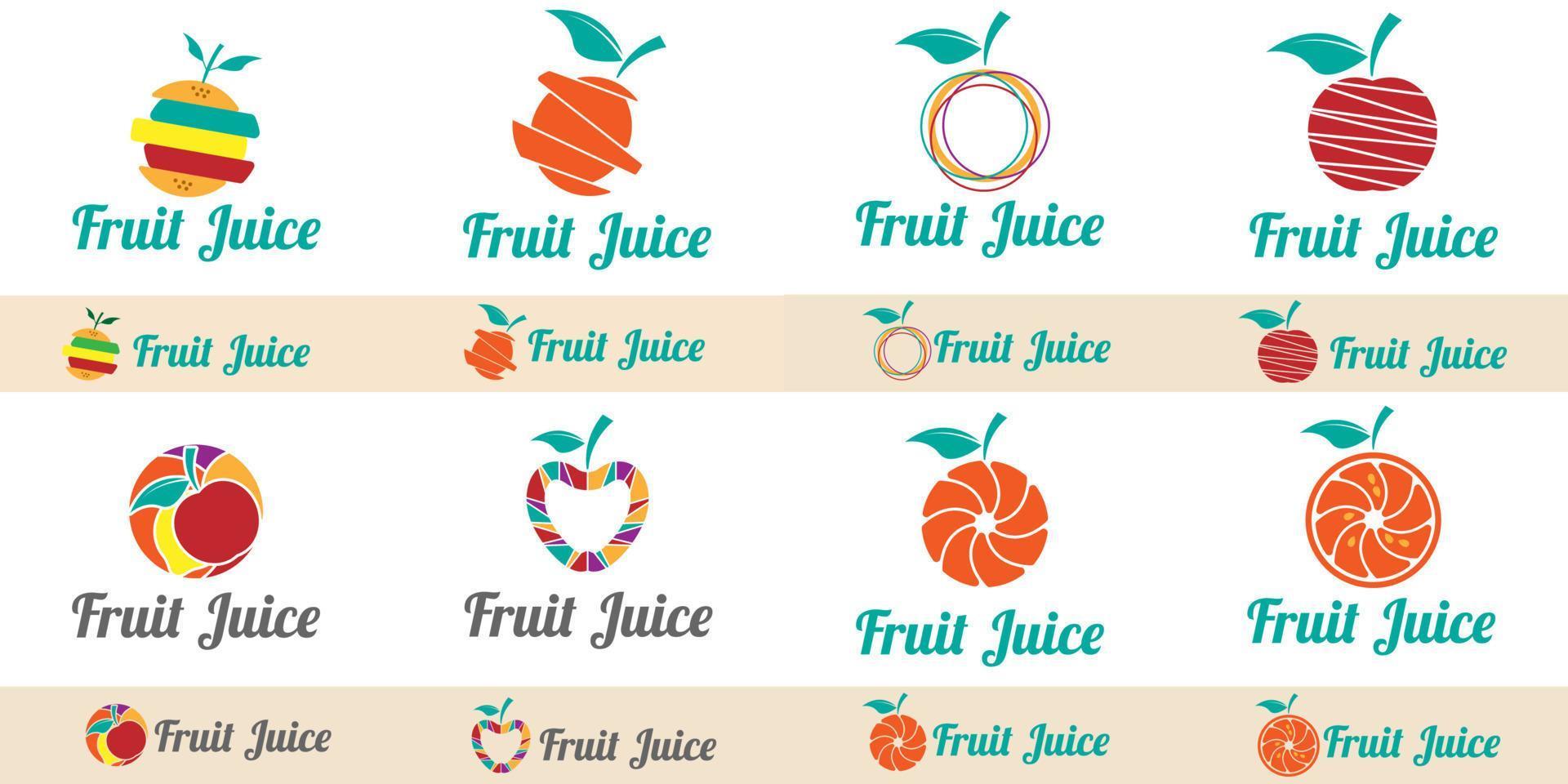 fruktjuice logotyp set design vektor
