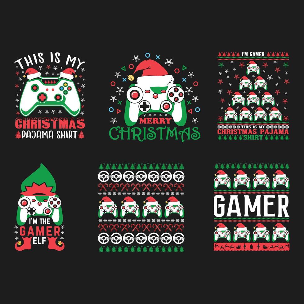 christmas gamer typografi vektor t-shirt