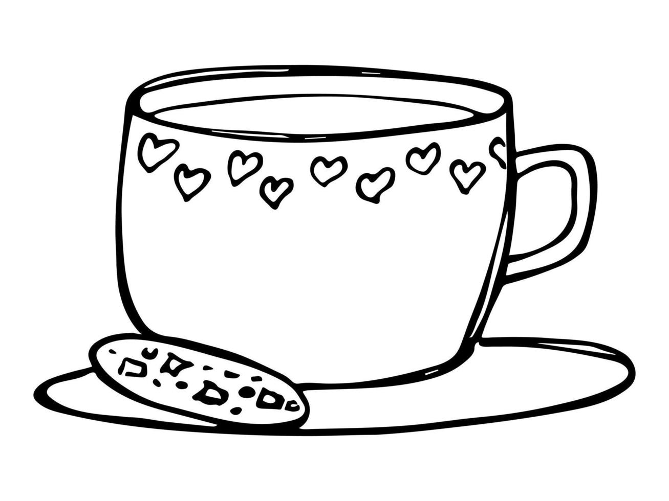 söt kopp te eller kaffe illustration. enkel mugg clipart. mysig hem doodle vektor