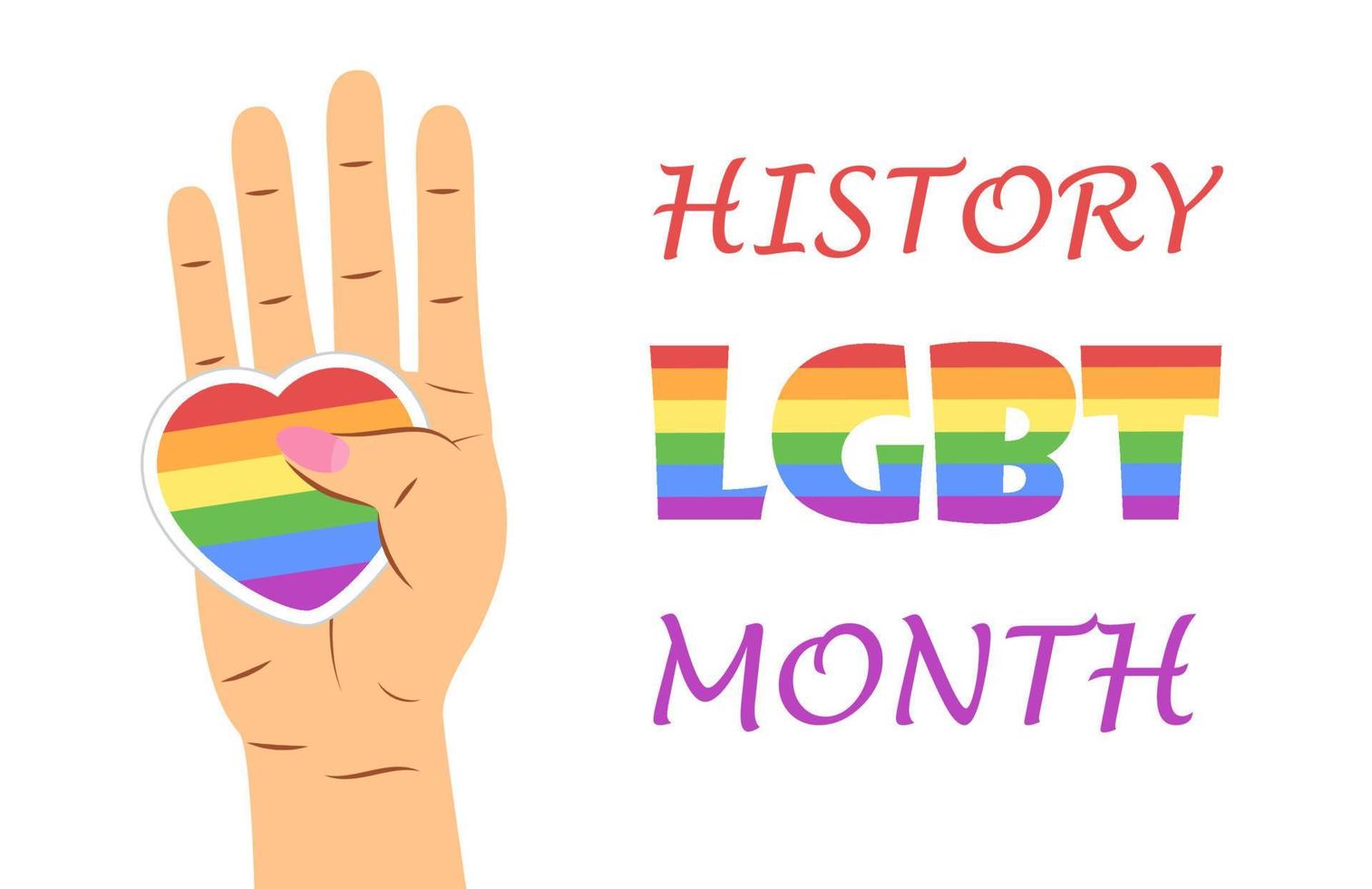 Hbt historia månad koncept vektor för banner, affisch, webb. hjärtat är målat i lgbt pride-färger.